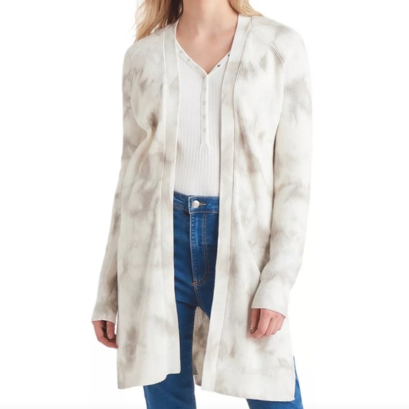 Black Tape_ Sweaters - BLACK TAPE_ - Ribbed Tie-Dyed Cardigan - Size 2x